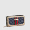Blue Webbing Front Monogram Print Purse