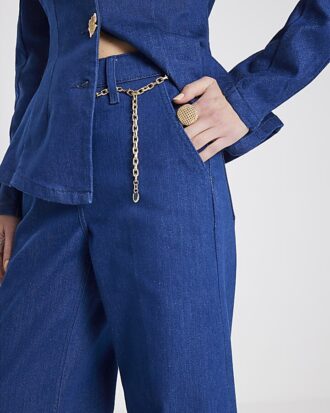 Blue Wide Leg Palazzo Jeans