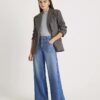Blue Wide Leg Pocket Front Jeans