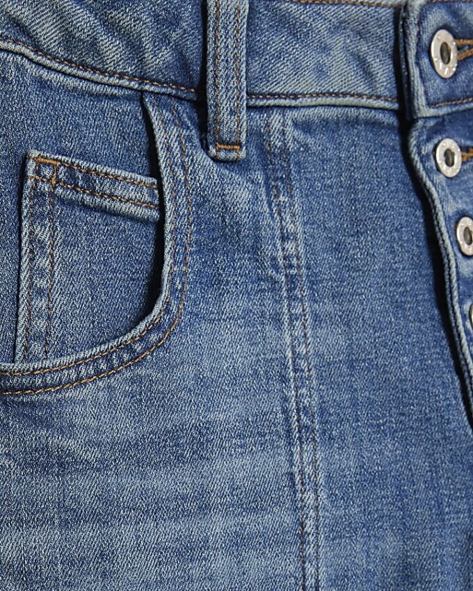 Blue Wide Leg Pocket Front Jeans