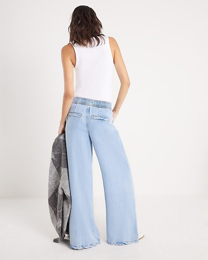 Blue Wide Leg Pyjama Style Jeans