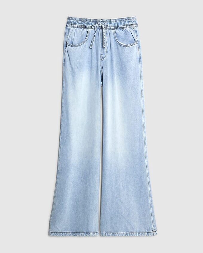 Blue Wide Leg Pyjama Style Jeans