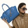 Blue Winged Panelled Zip Tote Bag