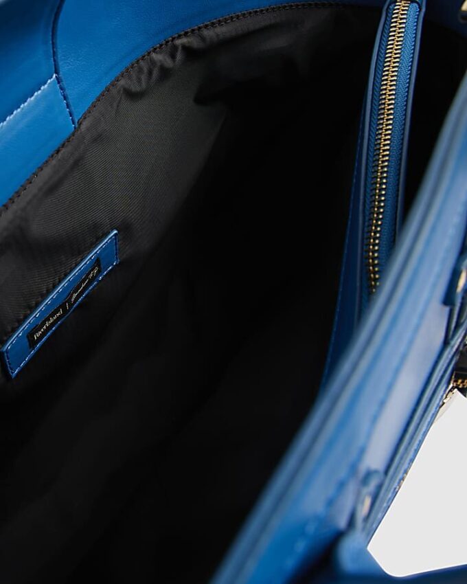 Blue Winged Panelled Zip Tote Bag