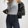 Blue zip up relaxed flare jeans