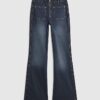 Blue zip up relaxed flare jeans