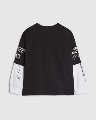 Boys Black Double Layer Sanctuaire T-Shirt