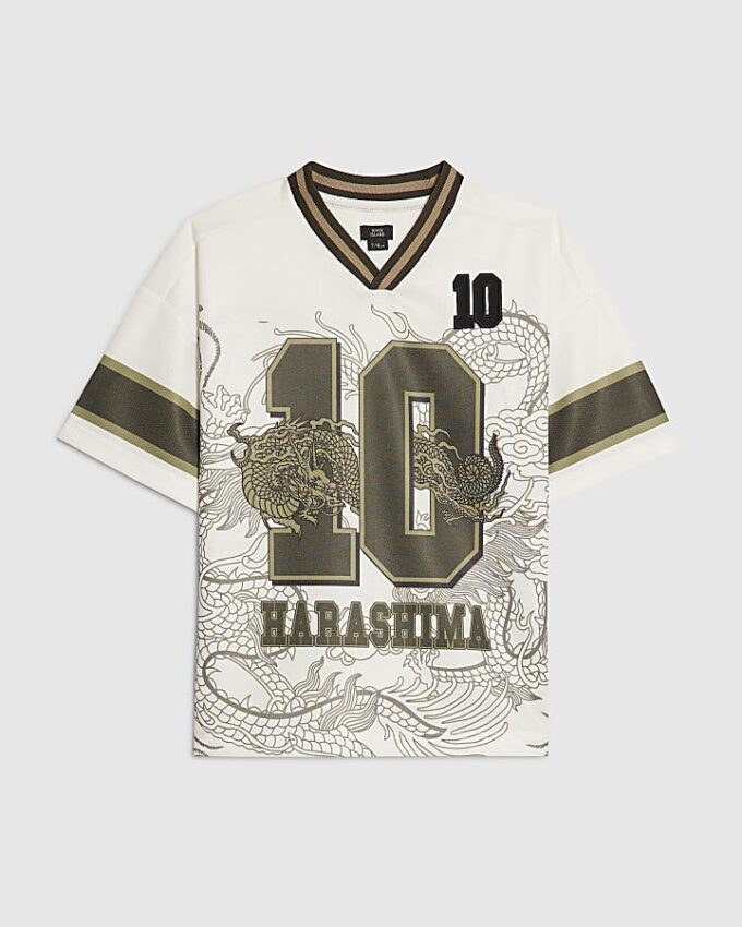 Boys White Japanese Dragon 10 T-Shirt