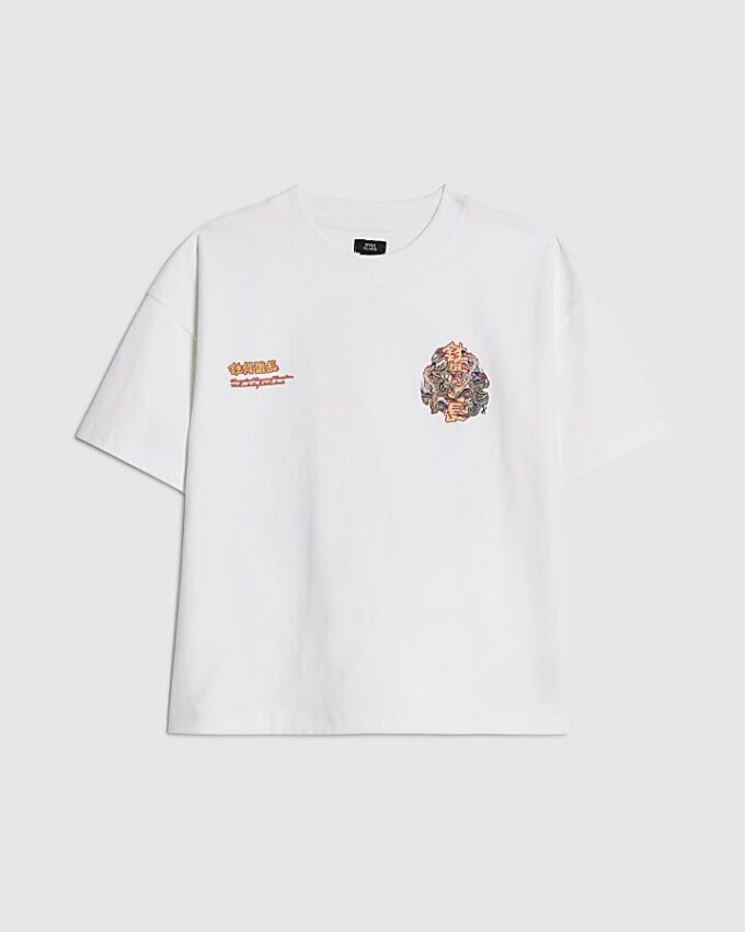 Boys White Japanese Dragon T-Shirt
