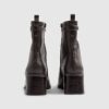 Brown Block Heel Stretch Sock Boot