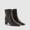 Brown Block Heel Stretch Sock Boots
