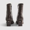 Brown Block Heel Stretch Sock Boots