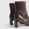 Brown Block Heel Stretch Sock Boots