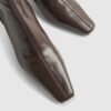 Brown Block Heel Stretch Sock Boots