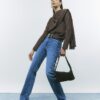 Brown Check Cowl Neck Drape Blouse