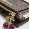 Brown Cherry Monogram Print Mini Purse