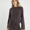 Brown Cosy Long Sleeve Bubble Hem Top