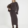 Brown Cosy Long Sleeve Bubble Hem Top
