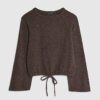 Brown Cosy Long Sleeve Bubble Hem Top