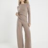 Brown Cosy Long Sleeve Twist Front Top