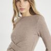 Brown Cosy Long Sleeve Twist Front Top