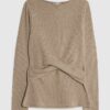 Brown Cosy Long Sleeve Twist Front Top