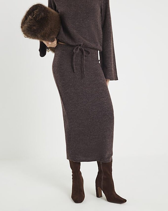 Brown Cosy Midi Skirt