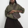 Brown Double Compartment Cross Body Bag