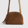 Brown Double Zip Suede Cross Body Bag