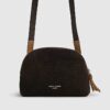 Brown Double Zip Suede Cross Body Bag
