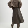 Brown Faux Leather Midi Skirt