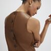 Brown Faux Leather Sleeveless Top