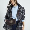 Brown Faux Suede Branded Cross Body Bag