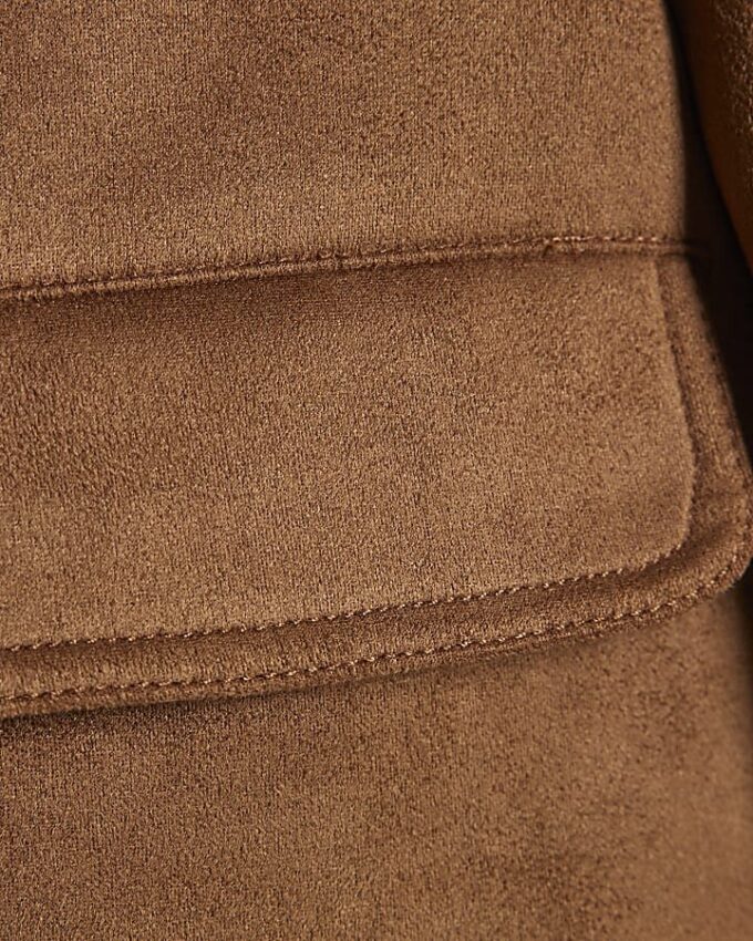 Brown Faux Suede Button Up Trophy Jacket