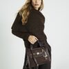Brown Faux Suede Charm Tote Bag