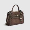 Brown Faux Suede Charm Tote Bag
