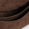 Brown Faux Suede Cherry Charm Shoulder Bag