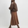 Brown Faux Suede Full Circle Midi Skirt