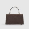 Brown Faux Suede Lock Front Tote Bag