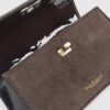 Brown Faux Suede Lock Front Tote Bag