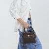 Brown Faux Suede Mini Cross Body Tote Bag
