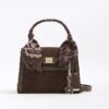 Brown Faux Suede Mini Cross Body Tote Bag