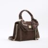 Brown Faux Suede Mini Cross Body Tote Bag