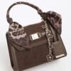 Brown Faux Suede Mini Cross Body Tote Bag
