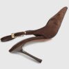 Brown Faux Suede Sling Back Court Heels
