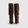 Brown Faux Suede Slouch High Leg Boots