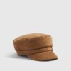 Brown Faux Suede Snaffle Baker Boy Hat