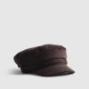 Brown Faux Suede Snaffle Baker Boy Hat