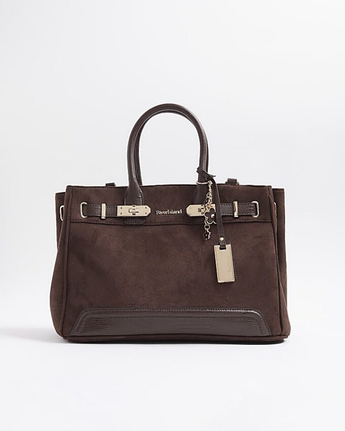 Brown Faux Suede Tote bag