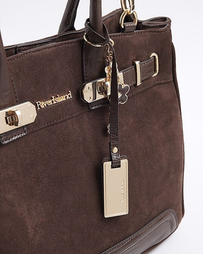 Brown Faux Suede Tote bag